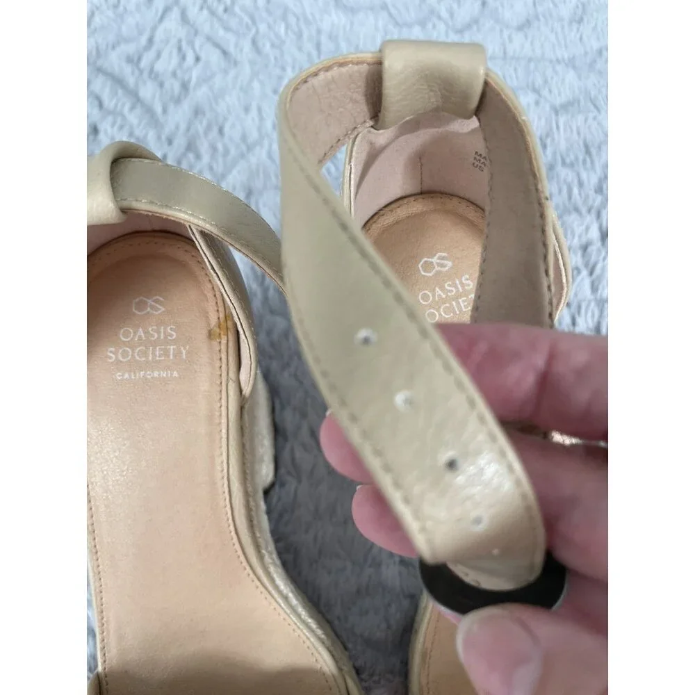 Oasis Society Roccio Puffer Heeled Sandal Beige Women's Shoes Sz 6.5